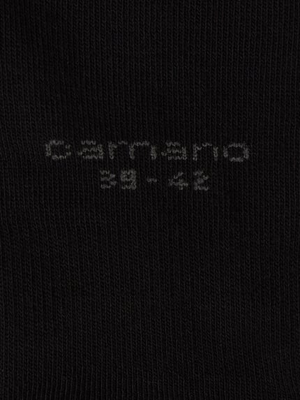 Produktfoto, Socken mit geripptem Abschluss im 2er-Pack von camano aus Baumwoll-Mix mit Stretch-Anteil, schwarzes Material mit Label-Print