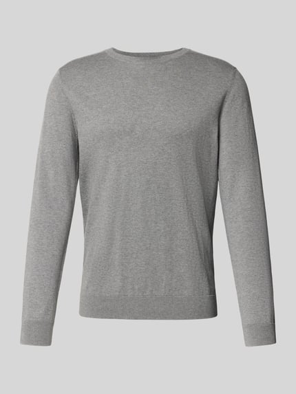 Selected Regular fit gebreide pullover van puur katoen, model 'BERG' Lichtgrijs gemêleerd - 2