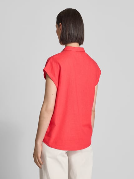 ICHI Regular Fit Bluse aus Leinen-Viskose-Mix mit Knopfleiste Pink 5