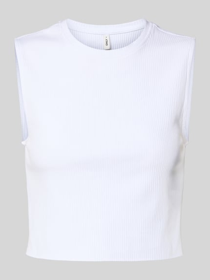 ONLY Top krótki o kroju slim fit z mieszanki bawełny model ‘VELA’ Biały 2