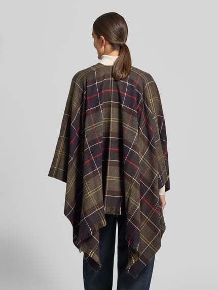 Barbour Poncho aus Wolle mit Fransen Modell 'STAFFIN' Oliv 5