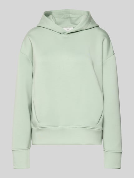 Produktfoto, Regular Fit Hoodie aus Viskose-Mix mit Eingrifftaschen von Fynch-Hatton, hellgrün, glatte Oberfläche, elastische Abschlüsse