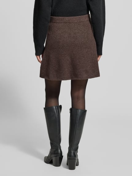Neo Noir Gebreide rok met elastische band model 'Gisa' Donkerbruin - 5