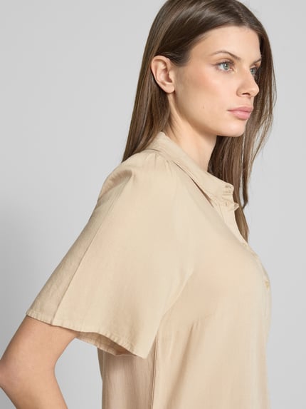 VILA Regular Fit Hemdbluse aus Viskose-Leinen-Mix Modell 'PRICIL' Beige 3