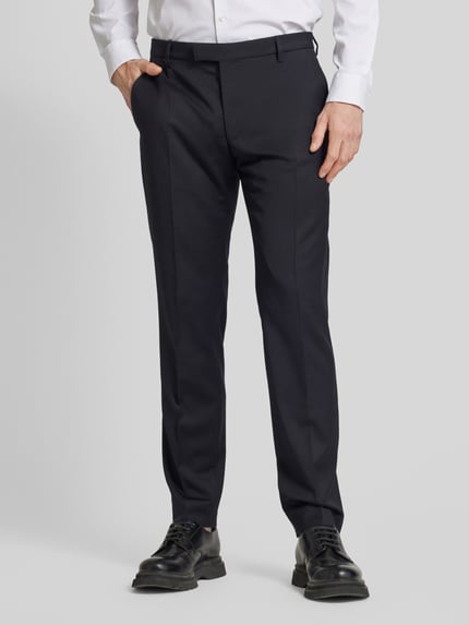 JOOP! COLLECTION Spodnie od garnituru męskie JOOP! Collection;Mieszanka bawełny i elastanu;Krój slim fit;Model ‘Blayr’;Jednolity kolor;Kanty;Szerokość w pasie w rozmiarze 50: 43 cm;Długość wewnętrzna nogawki w rozmiarze 50: 80 cm Czarny 4