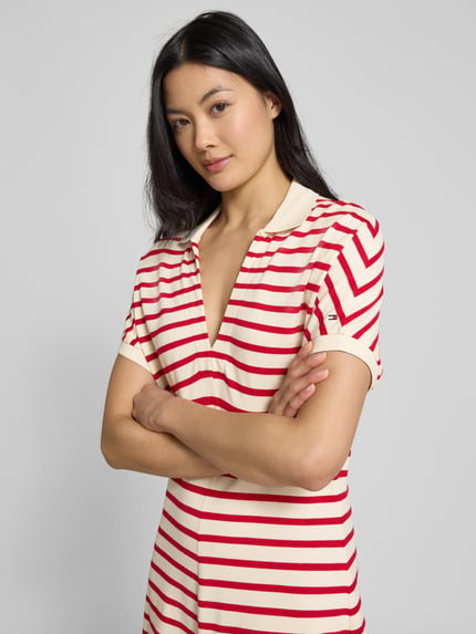 Tommy Hilfiger Sukienka polo mini o taliowanym kroju z mieszanki lyocellu Czerwony 3