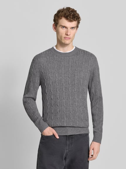 BOSS Regular Fit Strickpullover aus Schurwoll-Kaschmir-Mix Modell 'HETICO' Hellgrau 4
