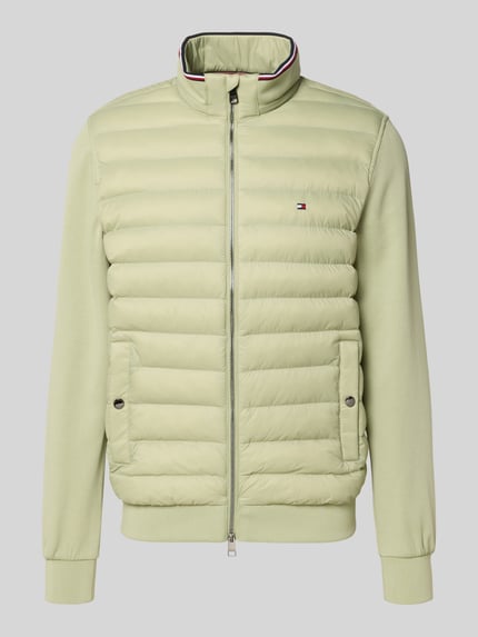 Tommy Hilfiger Regular fit gewatteerd jack van verschillend gestructureerd materiaal Rietgroen - 2