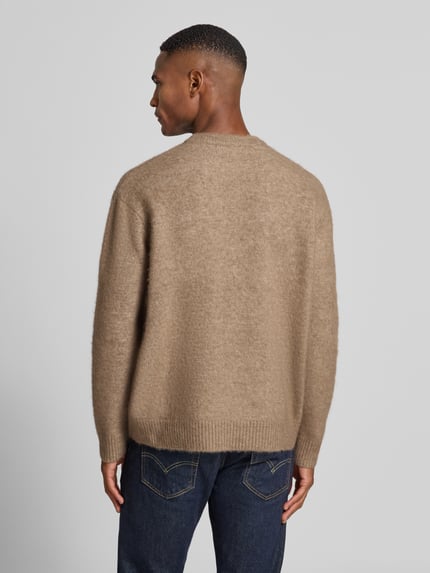 Selected Relaxed fit gebreide pullover met wol, model 'RAI BRUSHED' Hazelnoot - 5