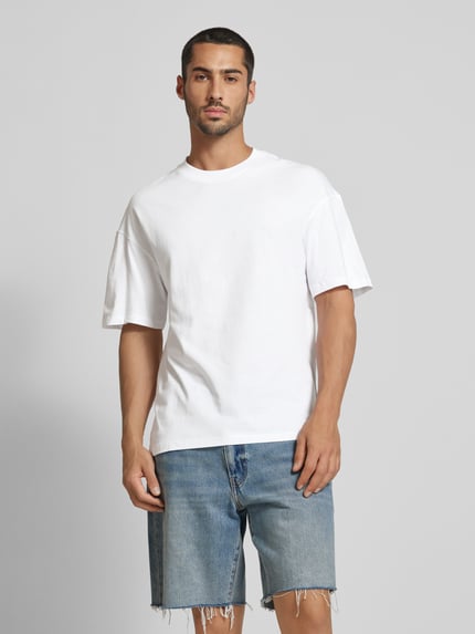JACK & JONES T-Shirt mit geripptem Rundhalsausschnitt Modell 'BRADLEY' Weiss 4