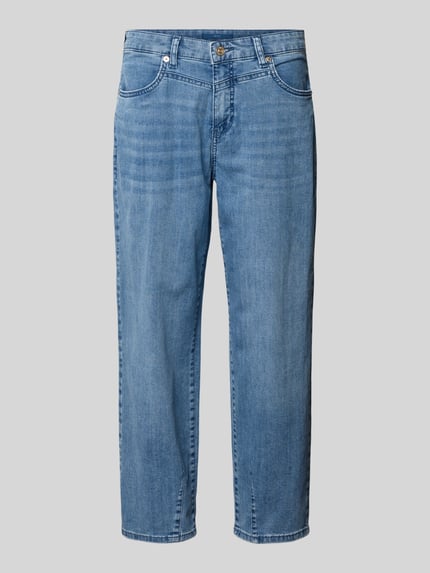 Produktfoto, Barrel Fit Jeans mit Eingrifftaschen Modell 'BOBBIE' von MAC aus Baumwoll-Mix mit Stretch-Anteil im mittleren Blauton