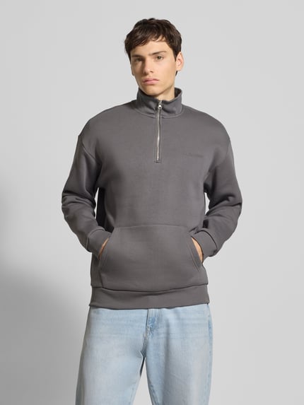 REVIEW Sweatshirt met labelprint Donkergrijs - 4