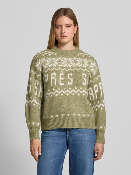 VERO MODA Pullover mit kontraststarkem Schriftzug Schilf 4