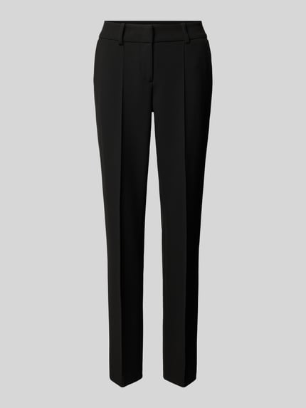 Produktfoto, schwarze schmale Slim Fit Hose mit Bügelfalten Modell 'SARAH' von CAMBIO, glatte Oberfläche, Damen Schmale Hose von CAMBIO