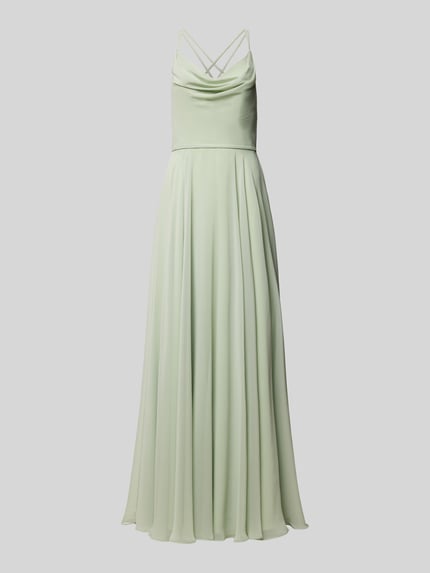 LUXUAR FASHION Abendkleid mit Wasserfall-Ausschnitt Hellgruen 2