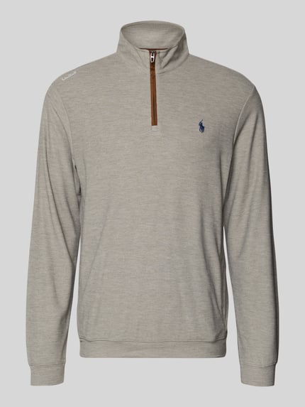 Produktfoto, Regular Fit Troyer mit Lyocell-Anteil Modell 'MOVEMENT' von Polo Ralph Lauren in Melange-Optik, Logo-Detail, Troyer-Kragen, kurzer Reißverschluss, Langarm, gerippter Ärmelabschluss, seitliche Reißverschlusstaschen, Piqué-Material-Mix