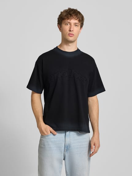 ANOTHER COTTON LAB T-shirt z Wyhaftowane logo i Okrągły dekolt Czarny 4