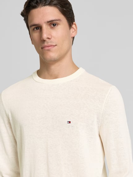 Tommy Hilfiger Strickpullover mit Leinen-Anteil Ecru 3