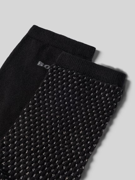 Produktfoto, zwei Paar Socken aus Baumwoll-Mix im 2er-Pack Modell 'ShineDiam' von BOSS, Schwarz mit glänzender Textur, Damen Socken von BOSS