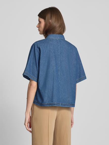 Jake*s Collection Relaxed Fit Jeansbluse mit Knopfleiste Eisblau 5