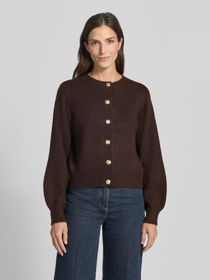 VERO MODA Cardigan mit goldfarbenen Zierknöpfen Schoko 4