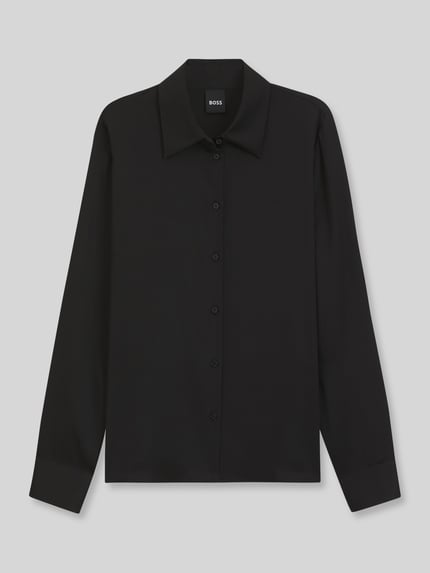 BOSS Longline Seidenbluse mit Logo-Detail Black 2