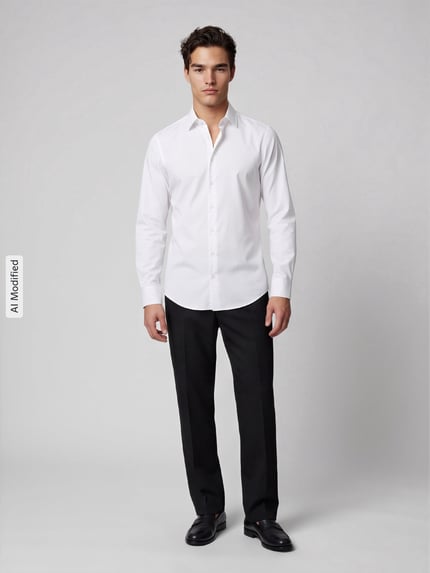Jake*s Slim Fit Businesshemd mit abgerundetem Saum Weiss 1