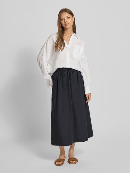Selected Spódnica midi rozkloszowana z czystego lnu model ‘INNA’ Czarny 1