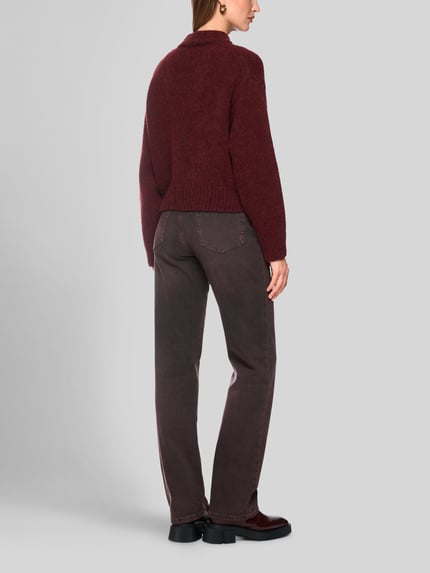 Marc Cain Oversized Pullover aus Wolle mit Logo-Detail Bordeaux 5