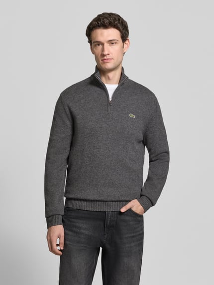 Lacoste Classic Fit Troyer aus reiner Wolle Anthrazit 4