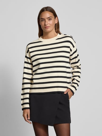 VERO MODA Regular Fit Strickpullover aus Viskose-Mix Modell 'SABA' Offwhite 4