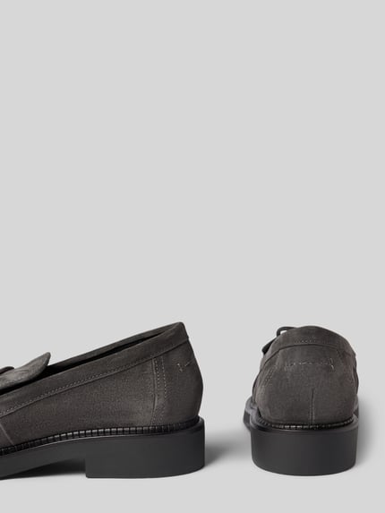 Produktfoto, Loafer aus echtem Rindsleder Modell 'Erin 3' von Marc O'Polo, dunkelgraues Leder, glatte Oberfläche, klare Linien, Damen Loafer von Marc O'Polo