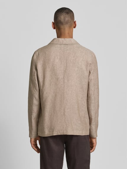 Zuitable Overhemdjack van linnen met klepzakken Beige - 5