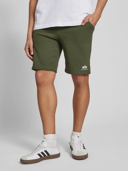 Alpha Industries Szorty z dzianiny dresowej z elastycznym pasem i tunelem Oliwkowy 4