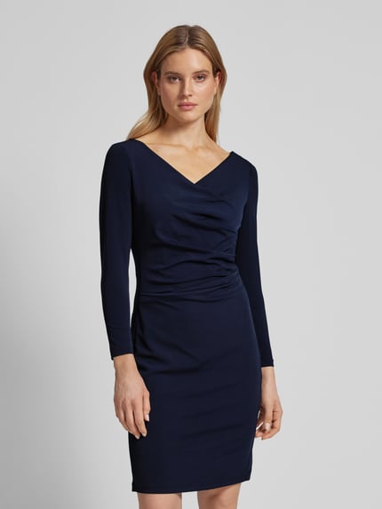 Vera Mont Knielange cocktailjurk met draperingen Donkerblauw - 4