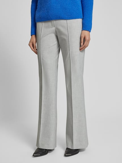 Raffaello Rossi Flared stoffen broek met siernaden en viscoe, model 'DORO' Lichtgrijs gemêleerd - 4