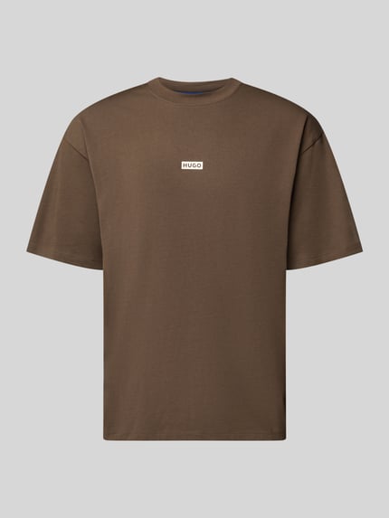 HUGO Blue T-shirt o kroju oversized z czystej bawełny model ‘NALONO’ Ciemnobrązowy 2