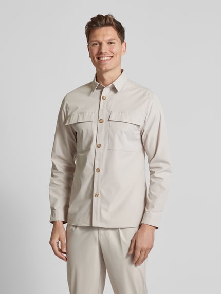 Colours & Sons Regular fit overhemdjack met paspelzakken op de borst Offwhite - 4