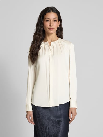 BOSS Bluzka o kroju slim fit z mieszanki jedwabiu model ‘Banorah’ Biały 4