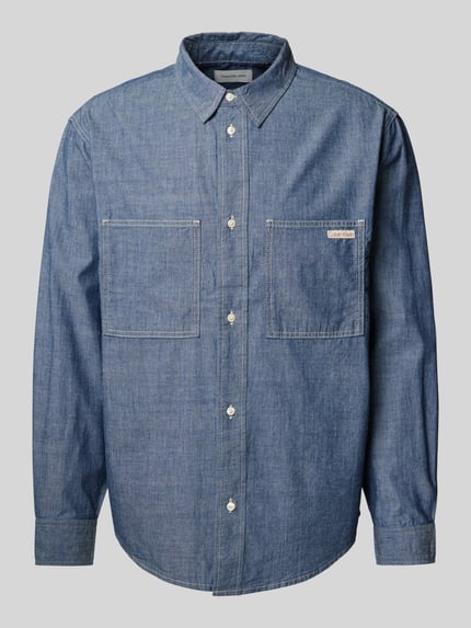 Calvin Klein Jeans Regular Fit Jeanshemd mit Label-Detail Modell 'EASY CHAMBRAY' Jeansblau 2