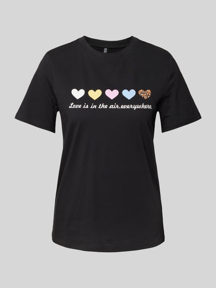 PIECES Regular Fit T-Shirt aus reiner Baumwolle Modell 'MARIA' Black 2