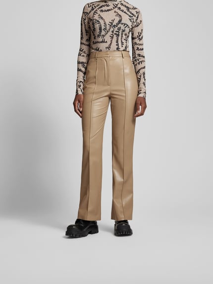 Nanushka Flared fit broek met leerlook Taupe - 4