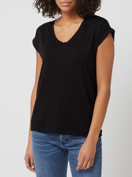 PIECES T-Shirt mit Effektgarn Modell 'Billo' Black 4