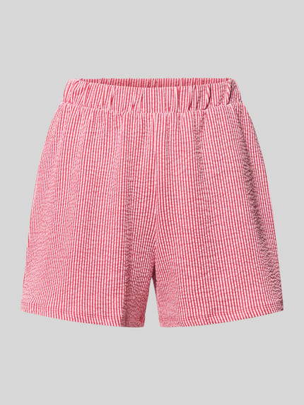Produktfoto, Regular Fit Shorts aus Baumwoll-Mix Modell 'MISTY' von Only mit Optik: Allover-Muster, gestreift, Seersucker-Struktur, Elastisch