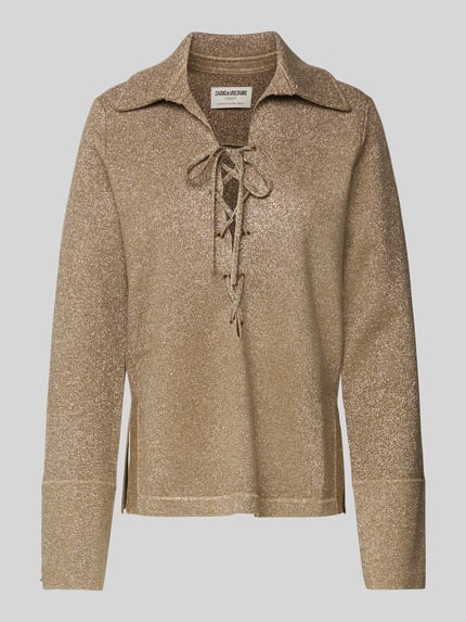 Zadig&Voltaire Strickpullover mit Umlegekragen Modell 'LISTY VI' Gold 2