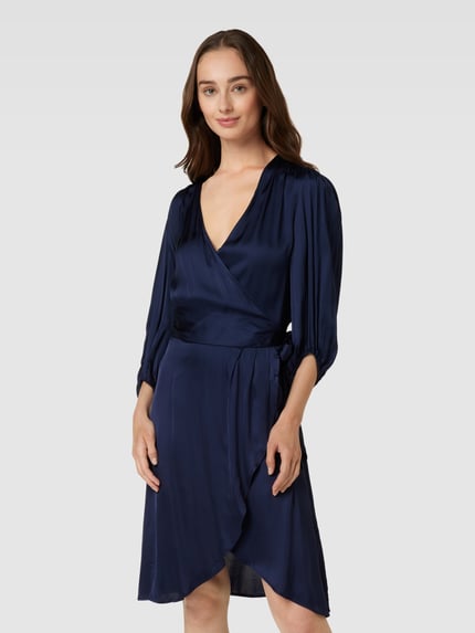 Soaked in Luxury Knielange jurk in wikkellook, model 'Eline' Marineblauw - 4