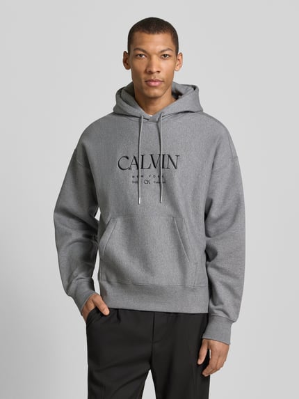 CK Calvin Klein Hoodie mit Label-Print und Känguru-Tasche Mittelgrau Melange 4