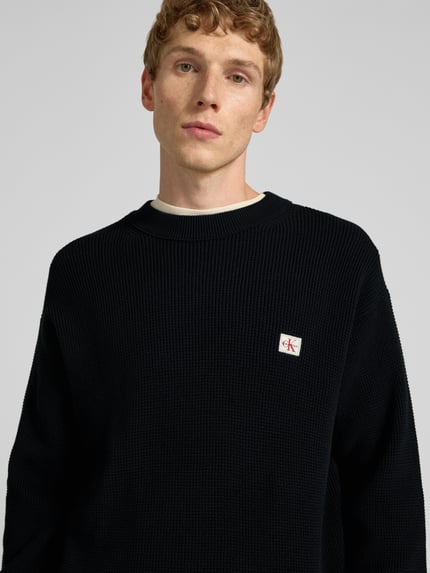 Calvin Klein Jeans Strickpullover mit Label-Patch Black 3