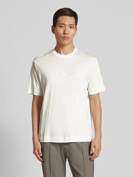 Emporio Armani T-Shirt mit Label-Stitching Offwhite 4