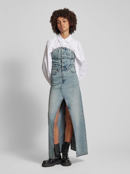 Weekday Kleid mit Knopfleiste Modell 'Scottsdale' Jeansblau 1